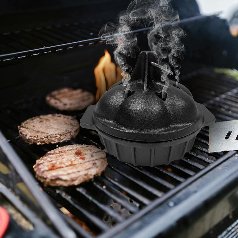 ENEM Small Heavy Duty Cast Iron Roaster & Grill-Smokers Box, Pre-Seasoned Garlic Roaster for Grill, Oven, Stove, For Smoking Vegetables Garlic Potato Baker, Morrocan Tagine Shape Garlic Roasters - Image 5